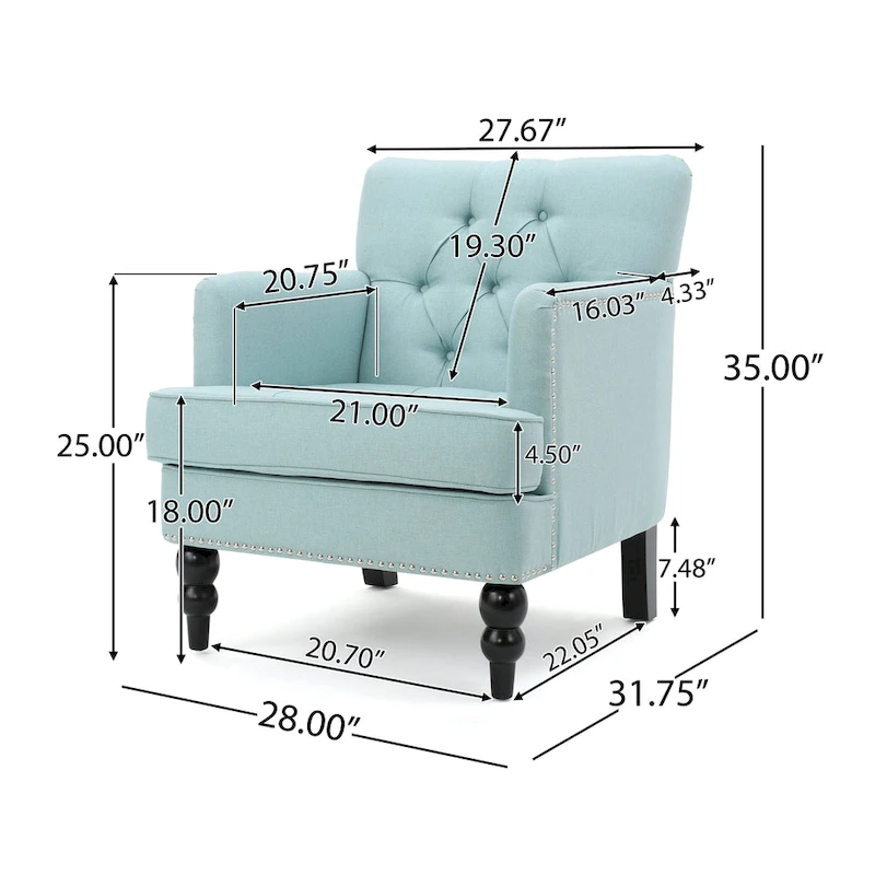 Malone Tufted Back Fabric Club Chair by Christopher Knight Home - 28.00 L x 29.50 W x 33.50 H
