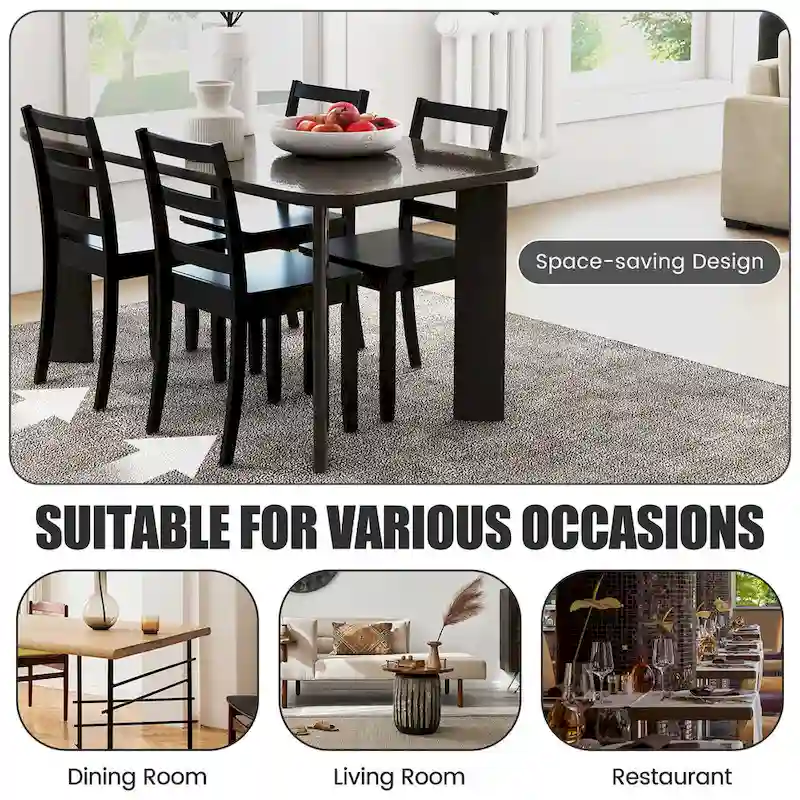 Gymax Set of 4 Dining Chairs Ladder Back Armless Side Chair w/ Solid