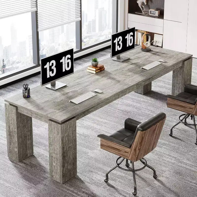 Lantine 86-Inch Two-Person Desk, Modern Double Computer Workstation and Extra Long Table for Home Office