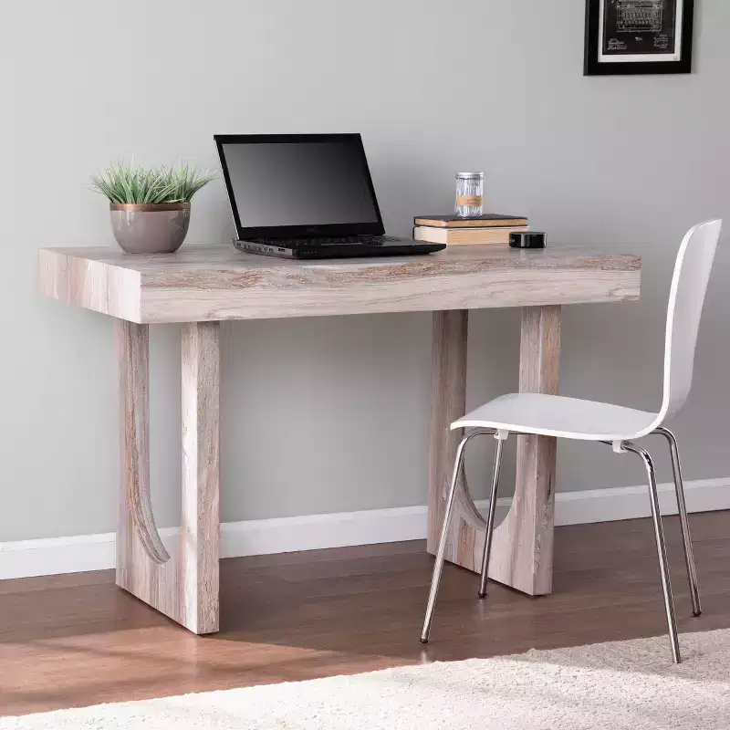 Chadkirk Faux Marble Writing Desk - Brown - SEI