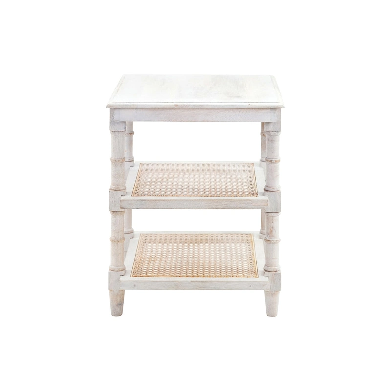 Carolina Living Chesterfield Wood & Cane 3 Shelf Side Table - Natural