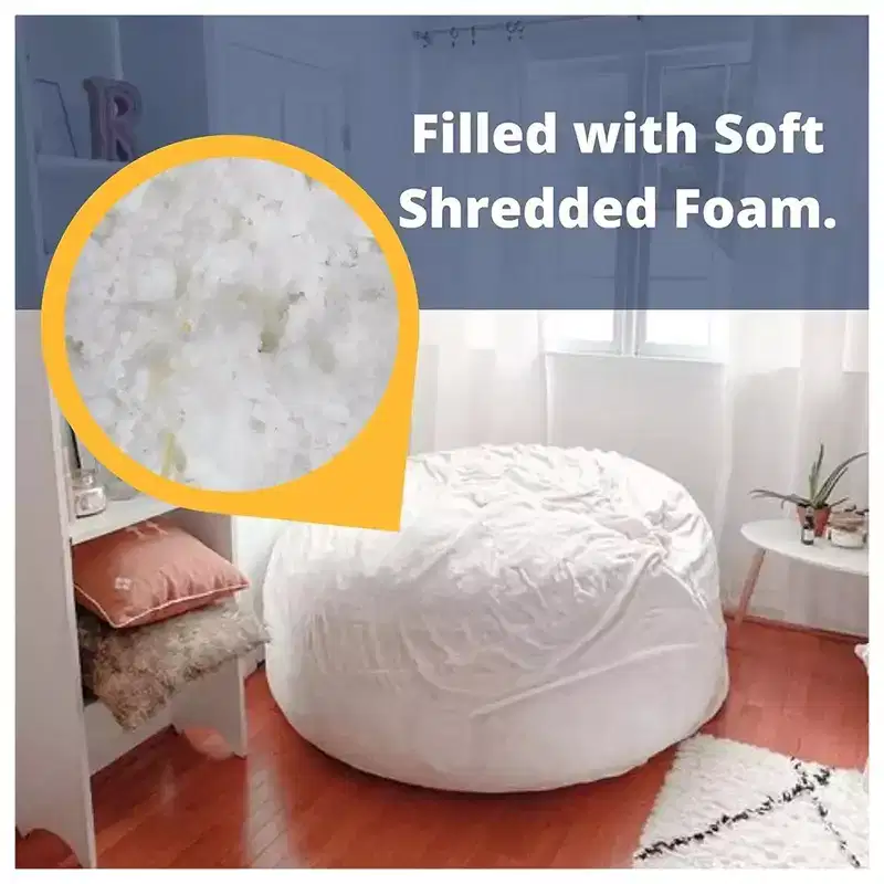 6 ft Oversized Bean Bag Chair — Cloud Fur, Machine-Washable Cover, Foam Filled