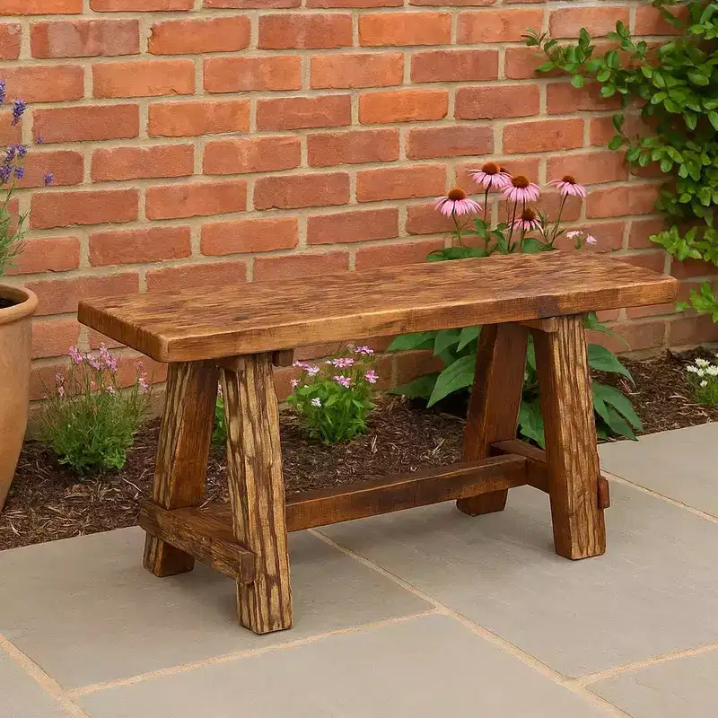Royal Hampton Wooden Garden Patio Bench With Retro Etching