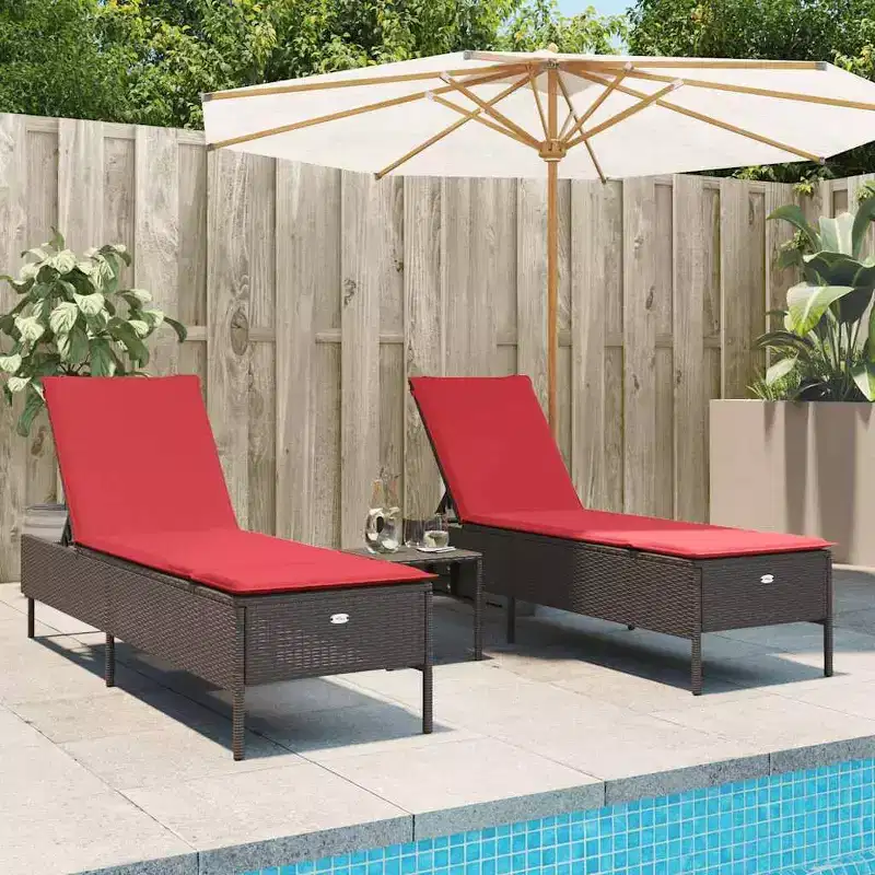 vidaXL Patio Sun Lounger Set PE rattan Extra Long Removable Covers