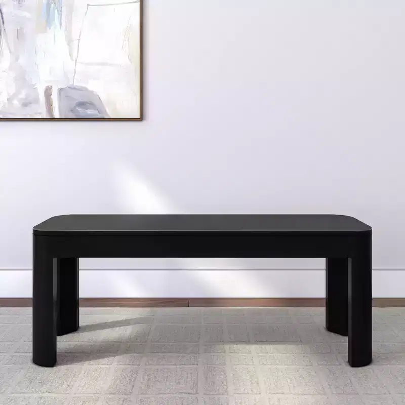 Plank+Beam Dining Bench, 46 Modern Rounded Edge Wooden Bench for Dining Room, Modern Entryway Bench, Dining Room Bench
