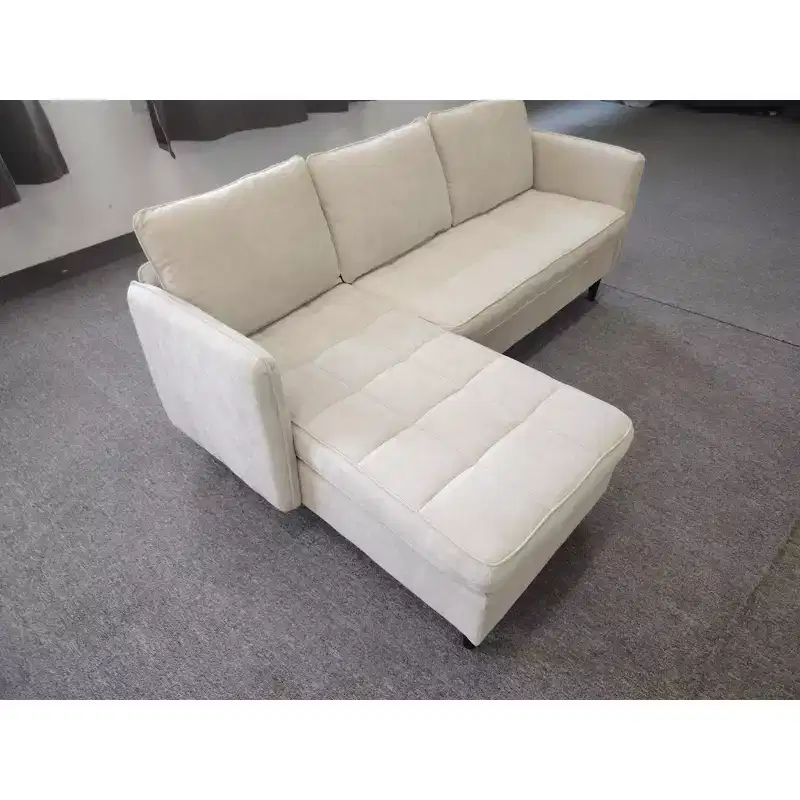 L-Shaped Sectional Sofa with Storage, 75.5 Modular 4-Seater with Deep Seats & Plush Pillows, Chenille Fabric Apartment Couch for Small Spaces