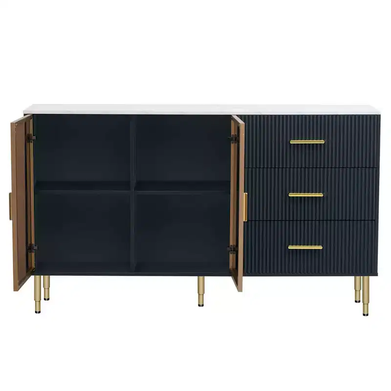 Modern Sideboard Buffet Cabinets Large Storage Space Multifunctional Storage Cabinet for Dining Living Room Entryway Black
