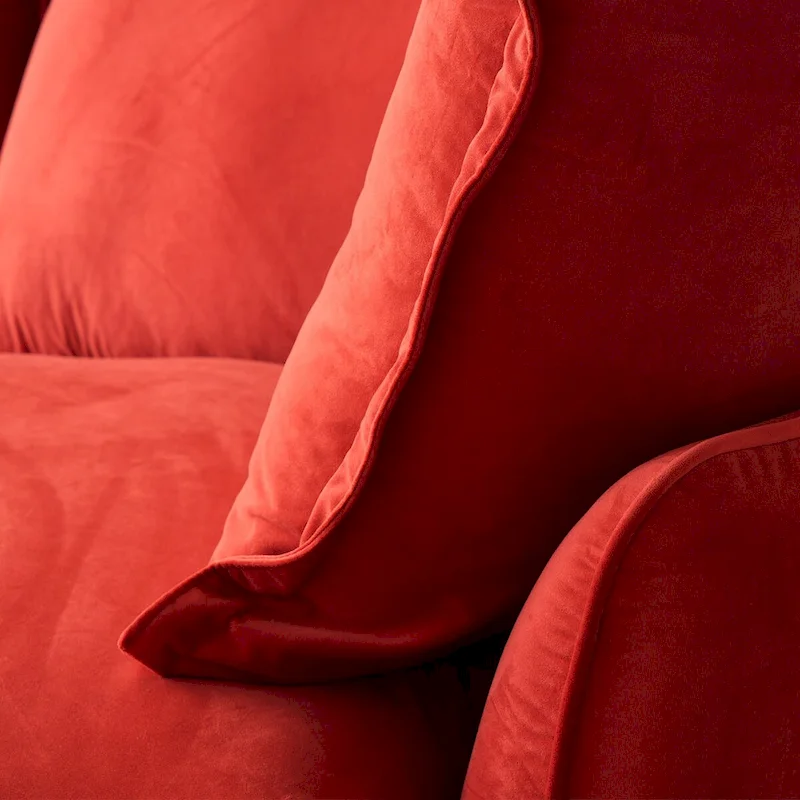 3-Seater Velvet Cloud Sectional Sofa, Down Feather Wide Deep Seat Modular Couch