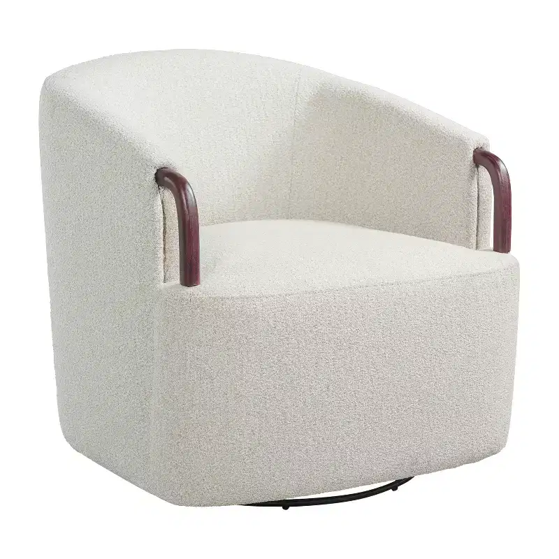 360Swivel Barrel Chair Accent Chair Upholstered Armchair Ergonomic Reading Chair Comfy Vanity Chair with Curved Backrest