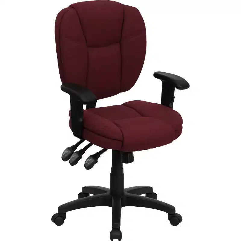 Mid-Back Multifunction Swivel Ergonomic Task Office Chair with Pillow Top Cushioning & Adjustable Arms