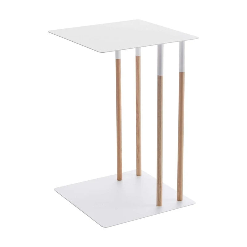 C-Shaped Side Table, Steel Frame with Wood Legs, Holds 11 lbs - 13.78
