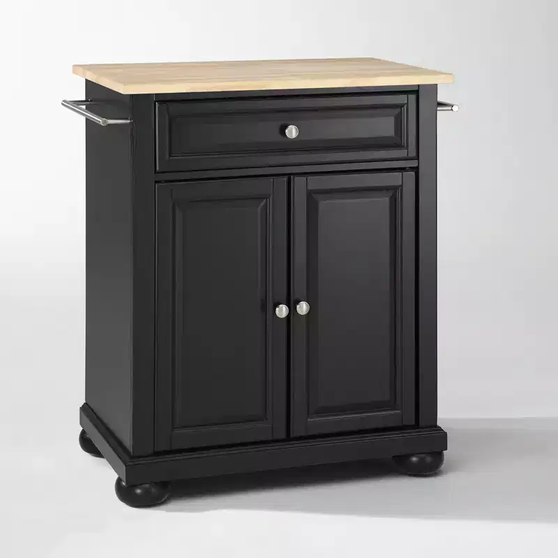 Wood Top Portable Kitchen Island/Cart