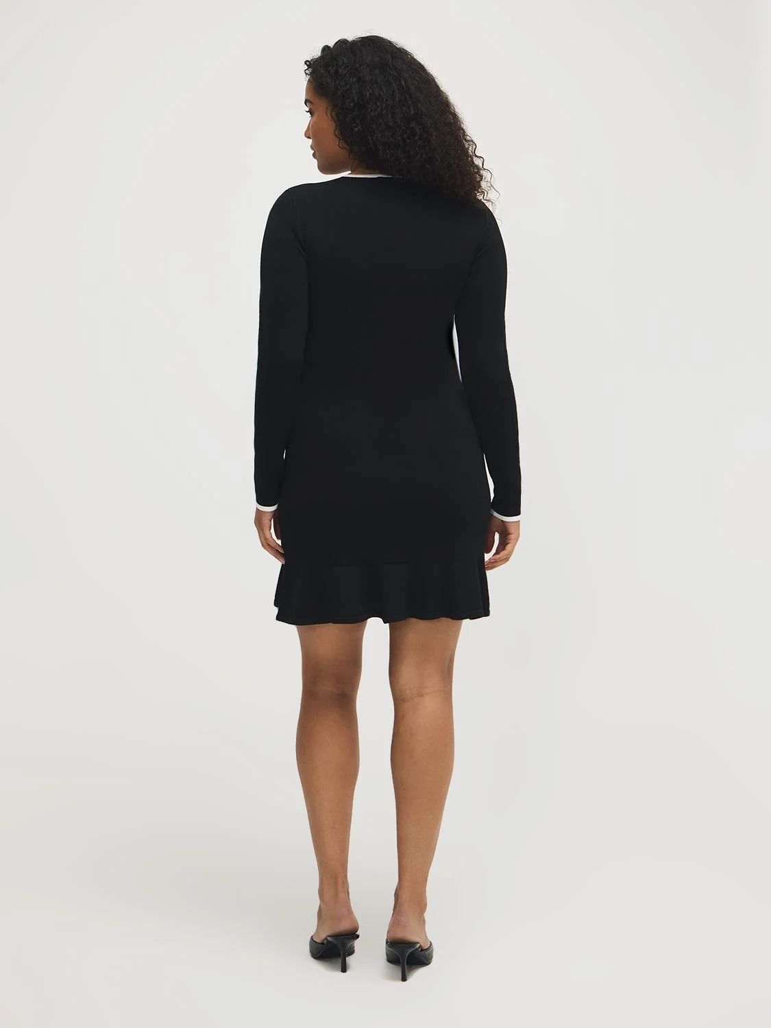Contrast Trim Mini Sweater Dress