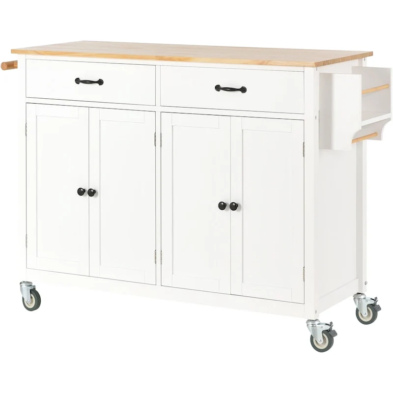Kitchen Island Finish with Wood Top Kitchen Cart