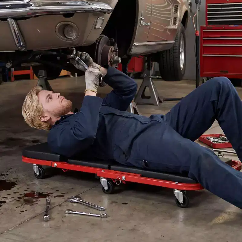 Costway 2-in-1 Z-Shaped Rolling Garage Stool, 36 Folding Flat Automotive Creeper