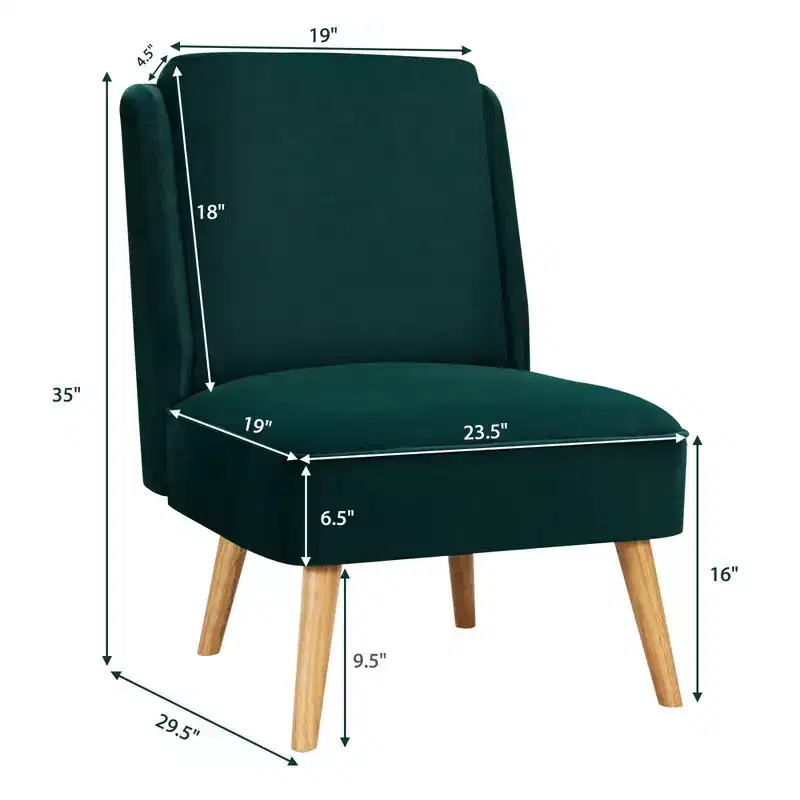 Velvet Accent Chair Single Sofa Chair Leisure Chair with Wood Frame