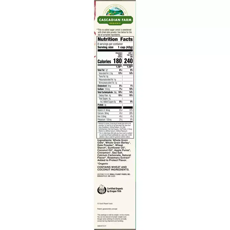 Cascadian Farm No Added Sugar Cinnamon Apple Breakfast Cereal - 12oz