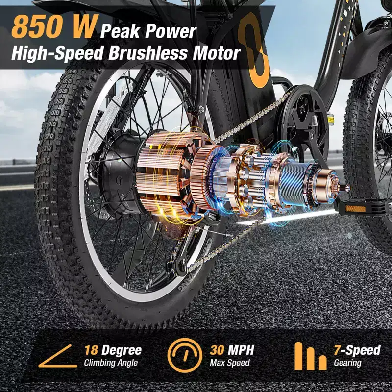 Costway Folding Electric Mountain Bike for Adults with 20 Fat Tires 750W Brushless Motor 54V 13Ah UL2849