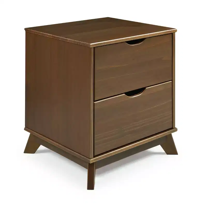 Pensy Solid Wood Mid-Century Modern 2 Drawer Nightstand Walnut - Powell