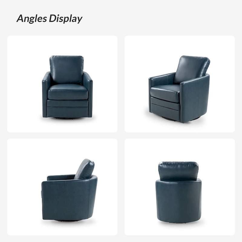Terrance Transitional Swivel Faux Leather Barrel Chair with Metal Base Set of 2