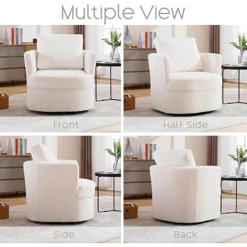 HOMYKA Swivel Accent Barrel Chair Round Arm Chair with Pillow