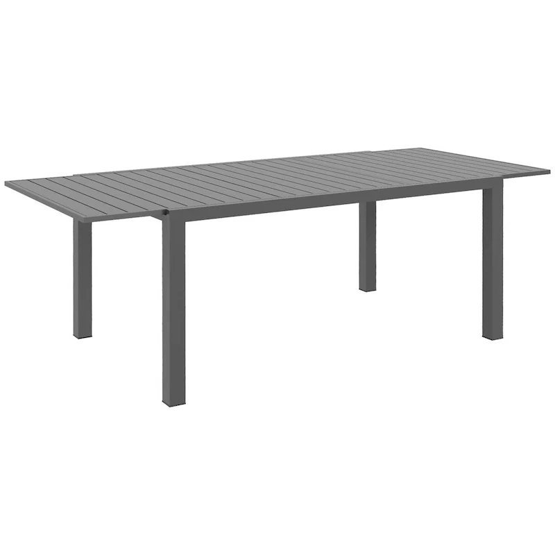 Expandable Patio Table, Rectangle Patio Table, Outdoor Dining Table for 6-8 People with Aluminum Frame & Slatted Tabletop
