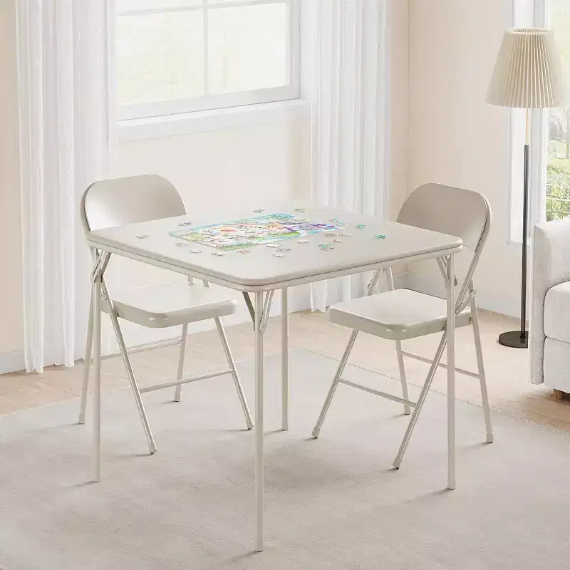 Folding Card Table Set, 3-Piece Folding Square Table and Chairs Set, Modern Square Table for Dining Room, Game Table for Home, Parties, Picnics