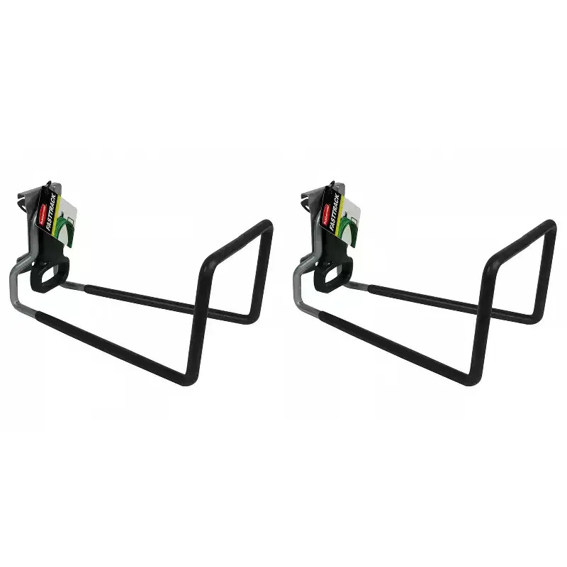 Rubbermaid FastTrack Rail Garage Storage System Water Hose Hook, Black (2 Pack)