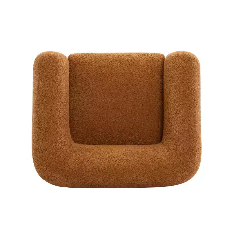 Birch Wood Boucle Upholstered Club Chair