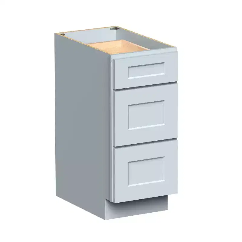 CASAINC 15 W x 34.5 H x 24 D Shaker Base Kitchen Cabinet with 3 Drawers, Solid Wood Frame, Water-Based Low-VOC Paint, Soft-Close, RTA, Dove Gray