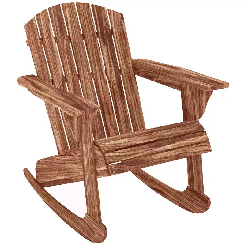 Outsunny Rustic Wooden Adirondack Rocking Chair Outdoor Lounge Chair Fire Pit Seating with Slatted Wooden Design for Patio, Backyard