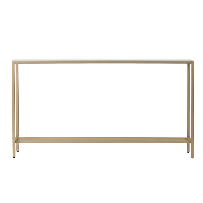 Silver & Gold Mirrored Glass Console Table, 4-Leg, Single