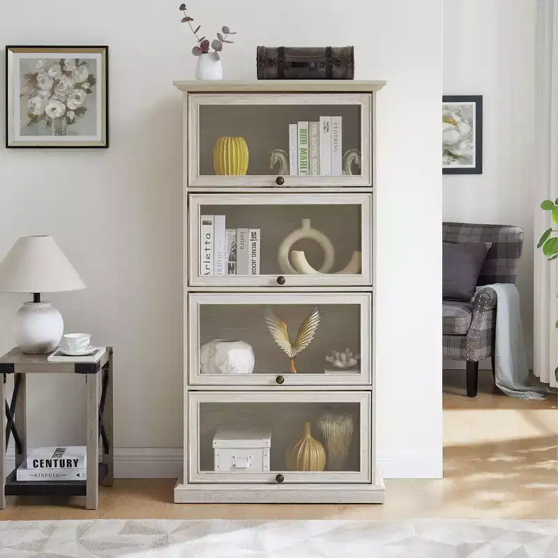 Okak Modern Free-Standing Showcase Display Bookshelf Multifunctional Bookcase,Storage Organizer Display Stand for Living Room,Office
