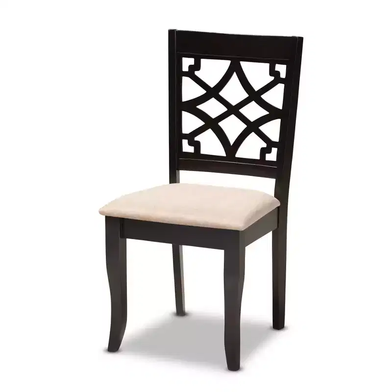 Mael Espresso Wood Dining Set Sand - Baxton Studio
