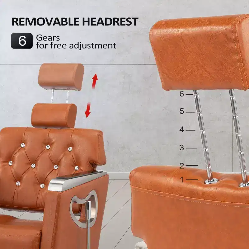 All Purpose Heavy Duty Reclining Hair Salon Chair with Headrest Brown