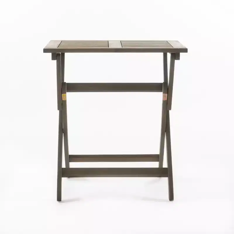 GDFStudio Rabion Outdoor Acacia Wood Folding Bistro Table, Gray