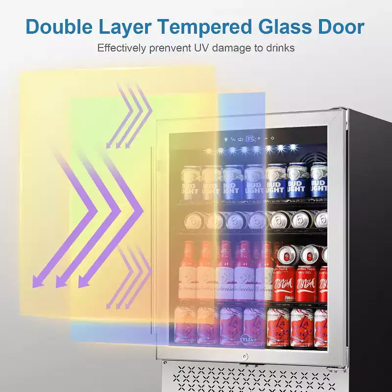 Hooure Beverage Cooler 24in Beverage Refrigerator 190 Can Beer Fridge with Glass Door for Home Bar