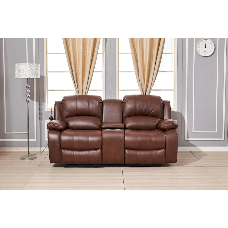 Betsy Furniture 2 Piece Bonded Leather Power Reclining Living Room Set, Sofa and Loveseat