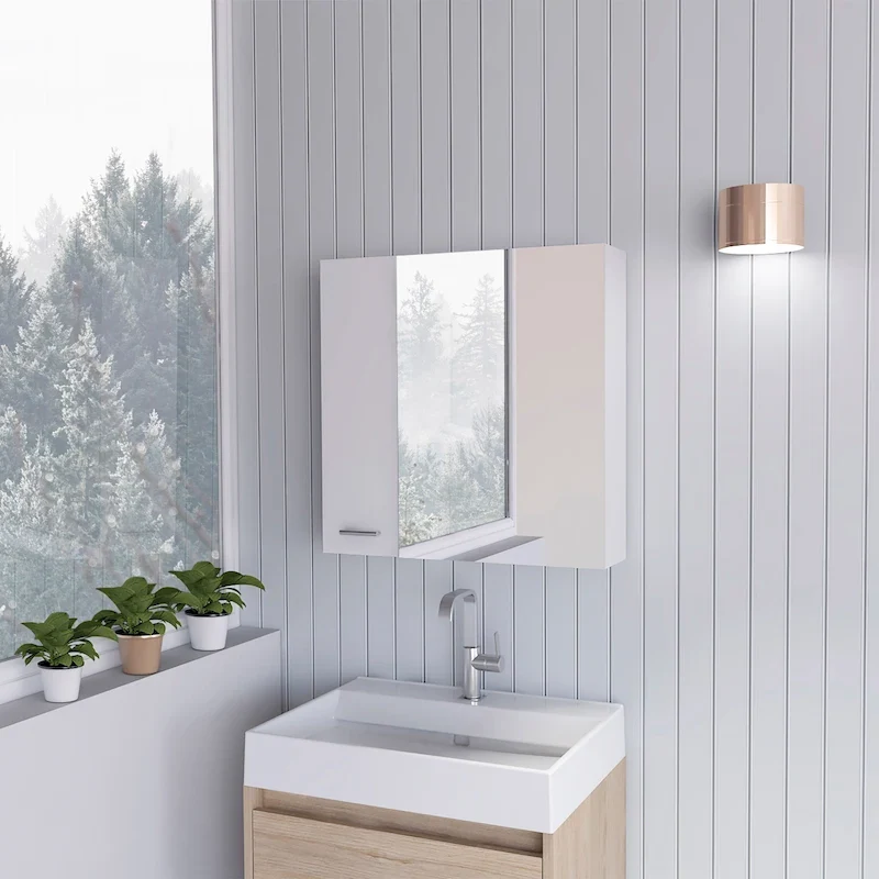 Medicine Cabinet with Mirror Lexington,Three Internal Shelves, Black Wengue Finish