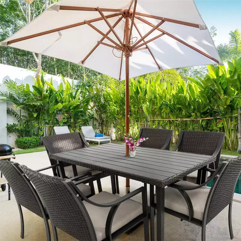 HAPPATIO 7 Piece Patio Dining Set,Outdoor Patio Dining Set.Wicker Rattan Patio Dining Furniture. Dining Furniture Set. Outdoor Dining Set for 6.