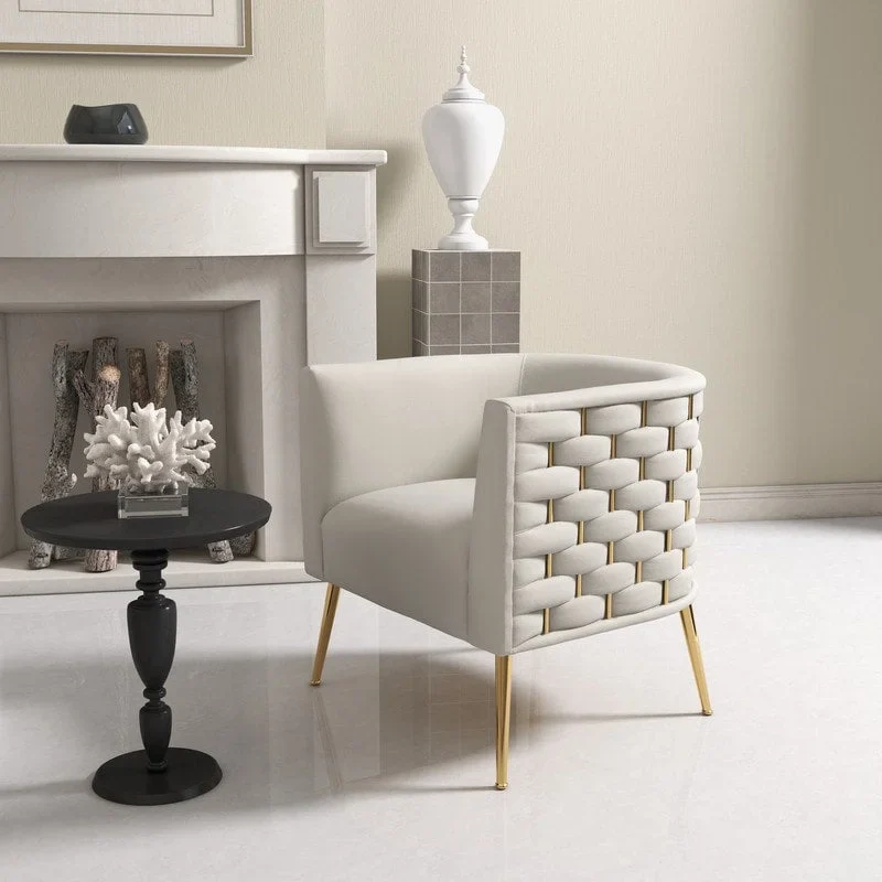 Mid-Century Modern Velvet Round Accent Chair – Gold Legs, 4 Colors, 250 lb Cap