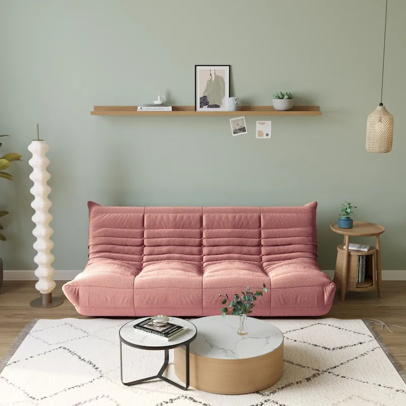 Feature Lazy Sofa Teddy Fabric Couch Living Room Sofa Bean Bag Chair