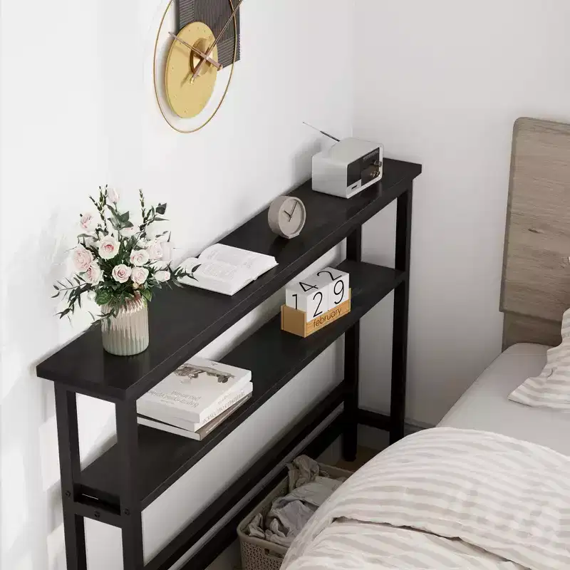 5.9 Narrow Console Table with Adjustable Shelf - 2-Tier Industrial Slim Sofa Table for Hallway, Entryway & Living Room