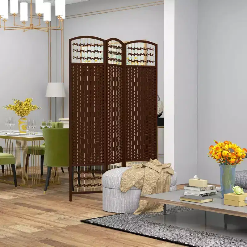 3 Panel Folding Room Divider Portable Privacy Screen Wave Fiber Room Partition for Home Office