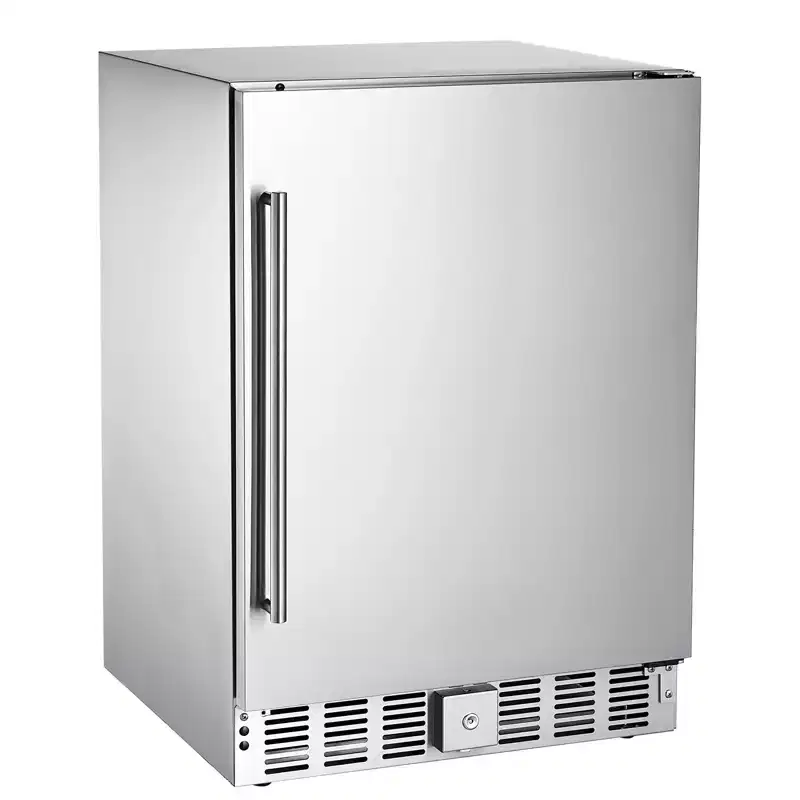 VEVOR 24-Inch Indoor/Outdoor Beverage Refrigerator, 150 QT Freestanding or Undercounter Beverage Fridge, 180 Cans Built-in Beer Fridge, Silver