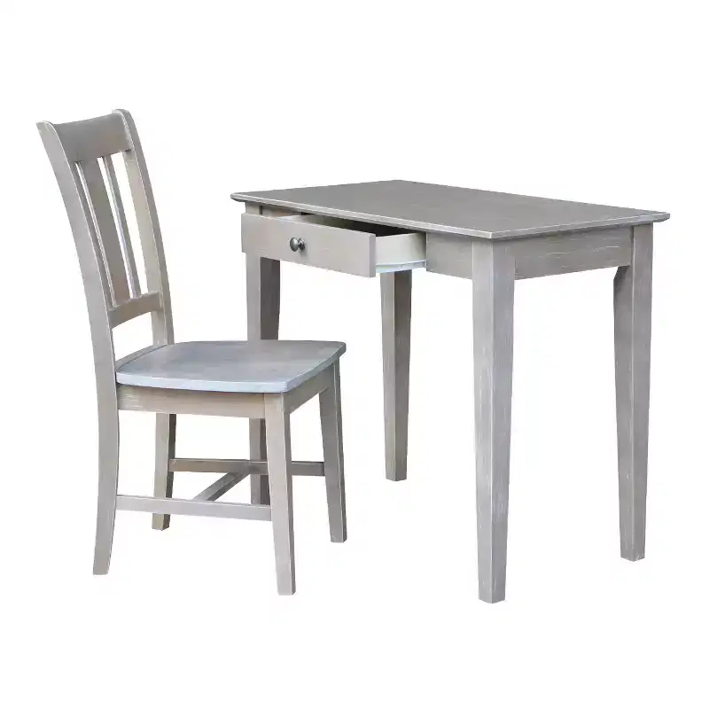 Small Desk with Drawer and Chair Washed Gray/Taupe - International Concepts