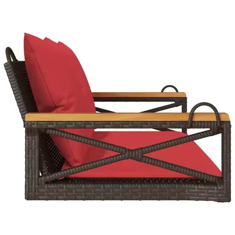 vidaXL Patio Swing Bench Brown PE Rattan 42.9x24.4x15.7