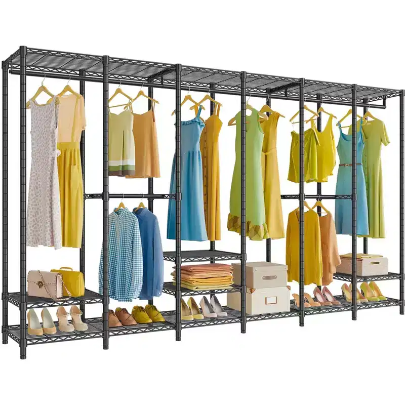 Extra Large Portable Closet Rack Clothing Rack for Hanging Clothes Freestanding Wardrobe Closet, Metal Closet for Bedroom Storage Organizer