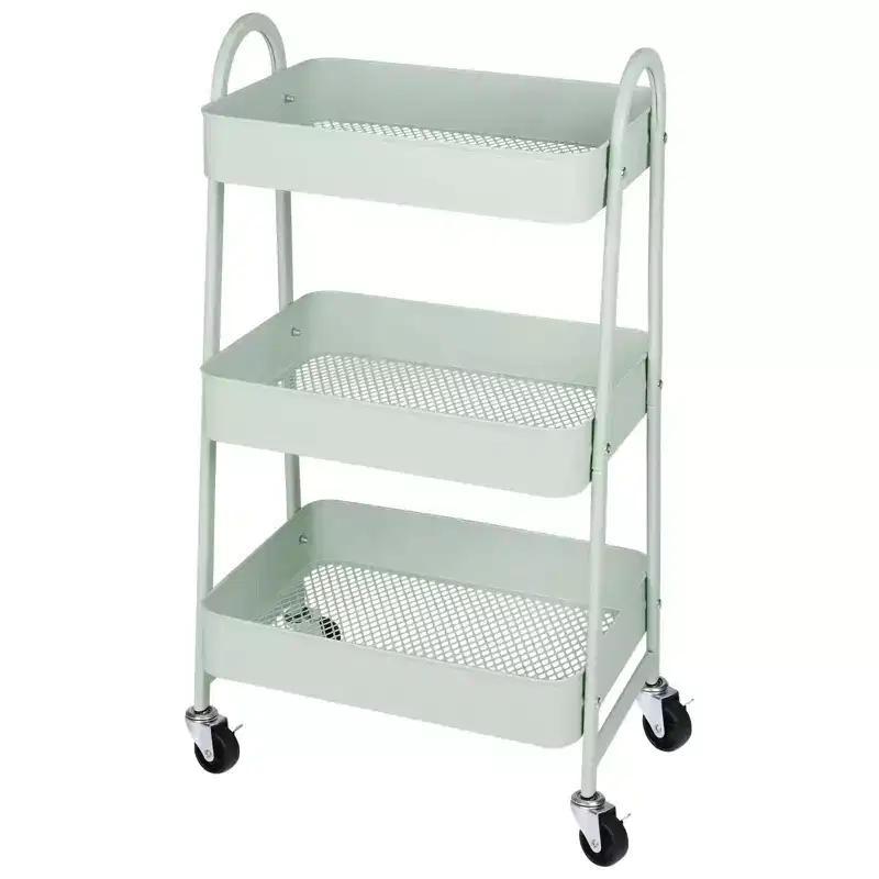 3 Tier Utility Rolling Cart, Premium Metal Mobile Storage Cart with Lockable Wheels, Ultimate Organizer for Every Room in the House