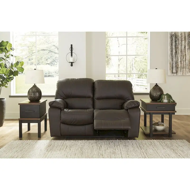 Signature Design by Ashley Leesworth Brown Reclining Power Loveseat - 65W x 41D x 41H